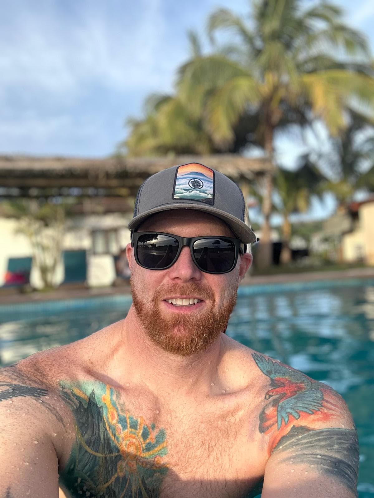 Aerial view of surfers